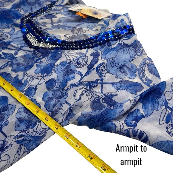 NEW Sunflower Floral Sheer Sequin Swimsuit Coverup Resort Beach Coastal L - Picture 9 of 11